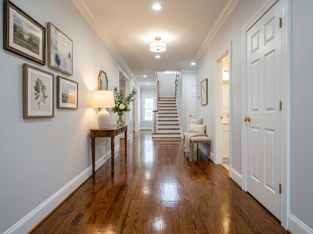 Bright, repaired and repainted room after water damage repair